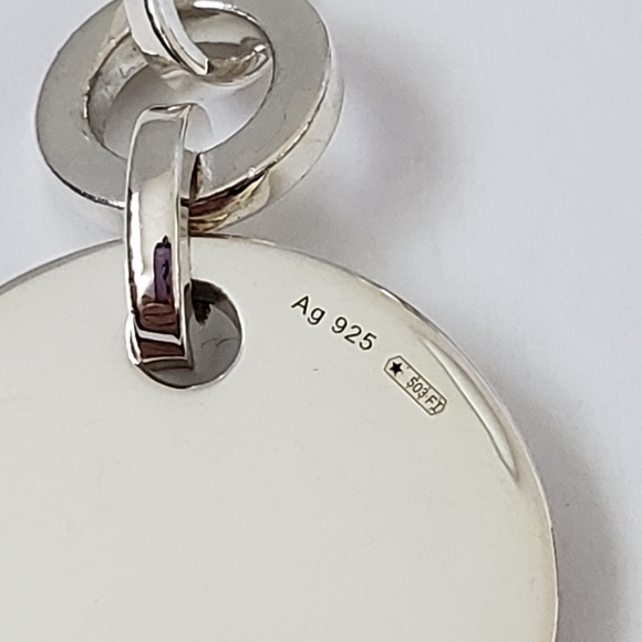GUCCI Sterling Silver Trademark Round Drop Earrings